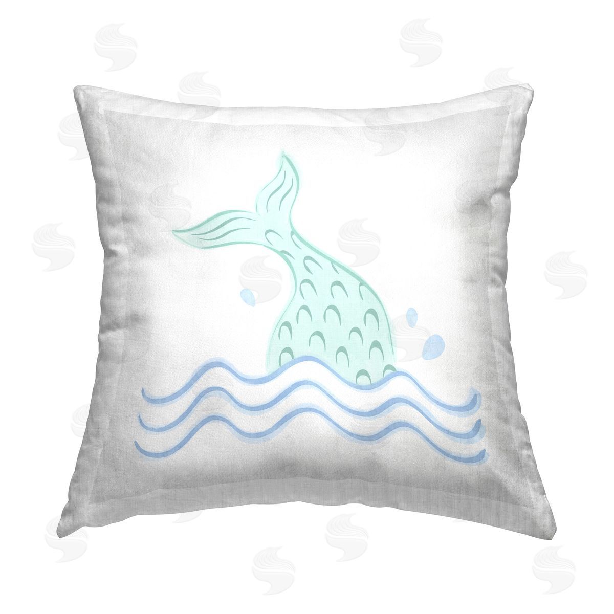 Carrie Cantwell Mermaid Tail in Water Printed Plush Polyester Throw Pillow