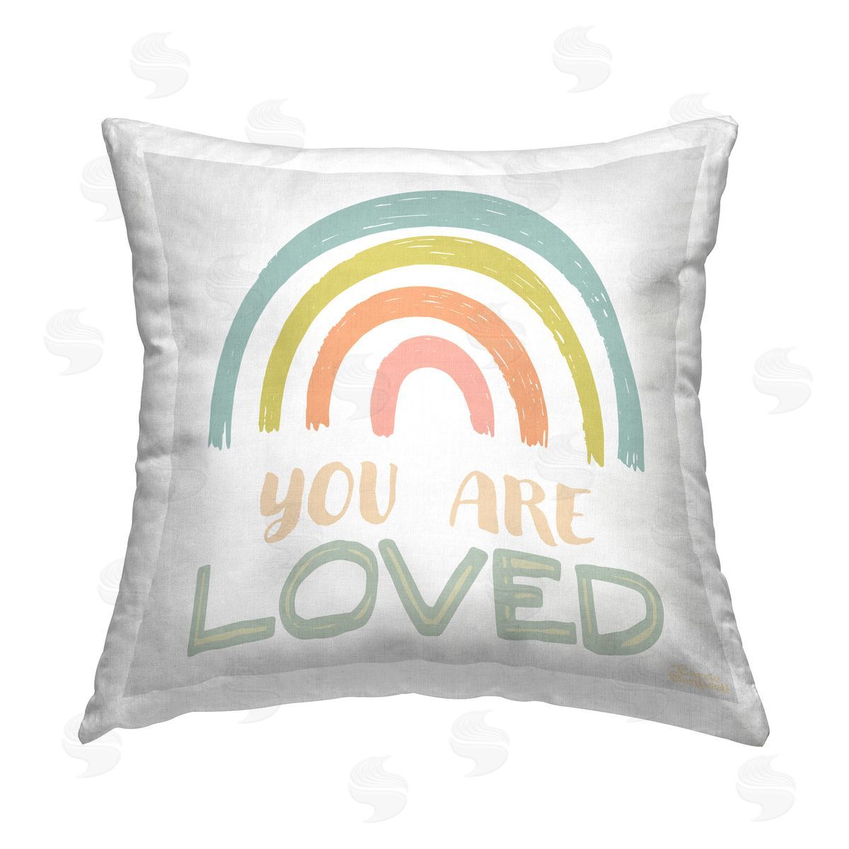 Carrie Cantwell You Are Loved Rainbow Printed Plush Polyester Throw Pillow