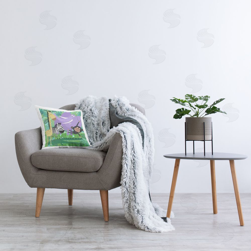Carla Daly Fun Jungle Animals Printed Plush Polyester Throw Pillow On Chair