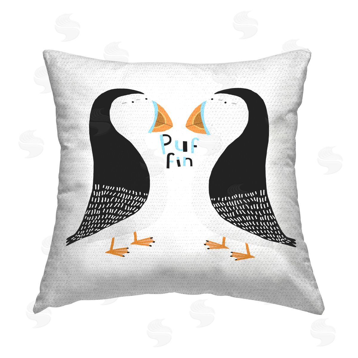 Carla Daly Puffin Bird Duo Outdoor Quick-Dry Polyester Printed Throw Pillow