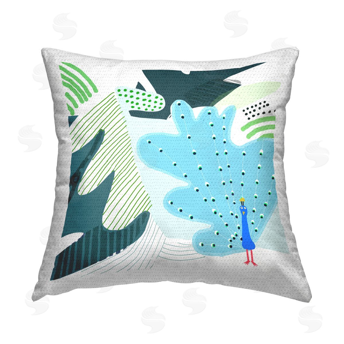 Carla Daly Whimsical Patterned Peacock Outdoor Quick-Dry Polyester Printed Throw Pillow