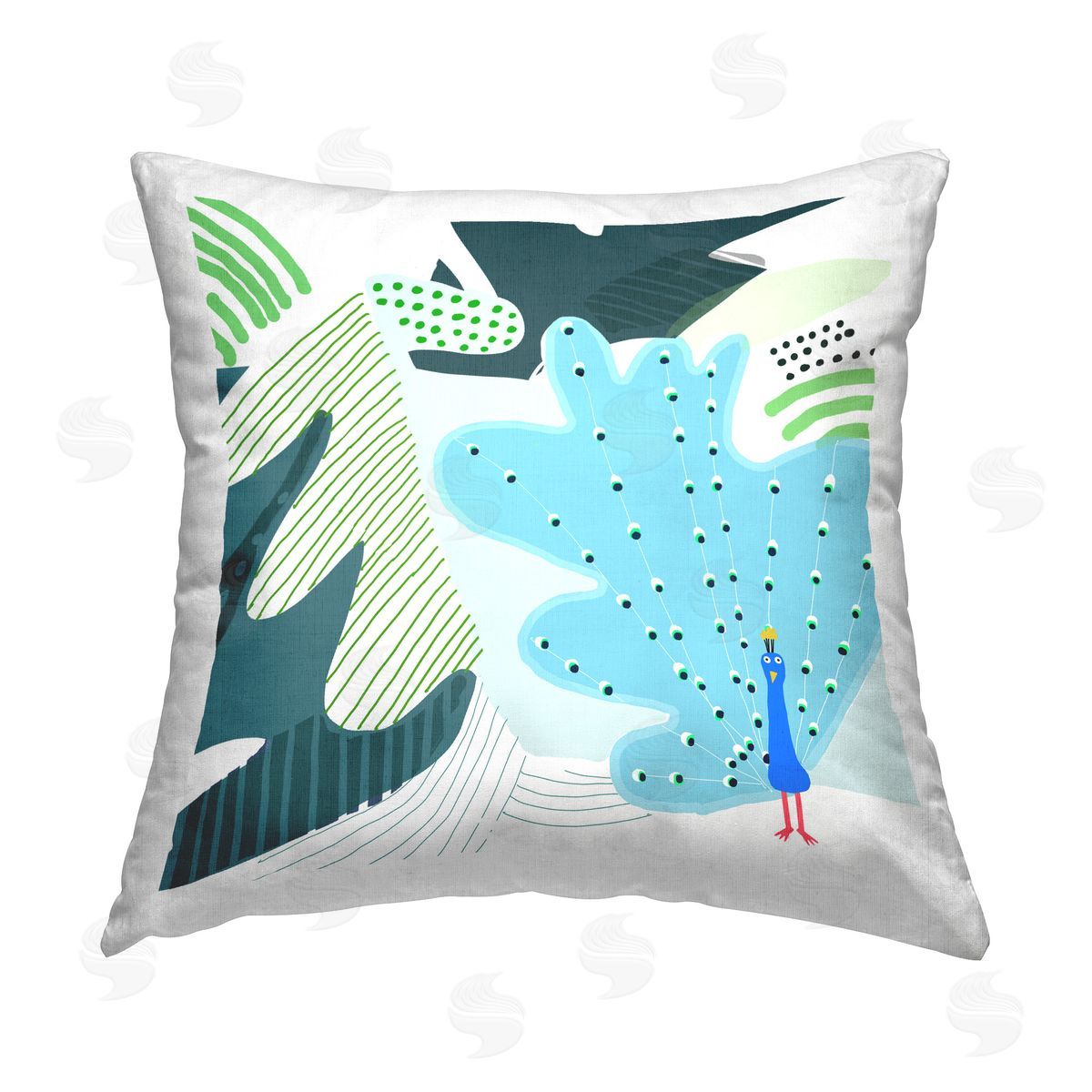 Carla Daly Whimsical Patterned Peacock Printed Plush Polyester Throw Pillow