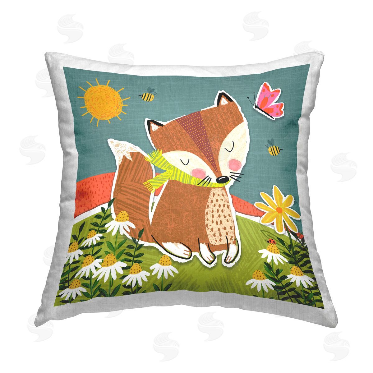 Tina Finn Whimsical Nature Fox Printed Plush Polyester Throw Pillow