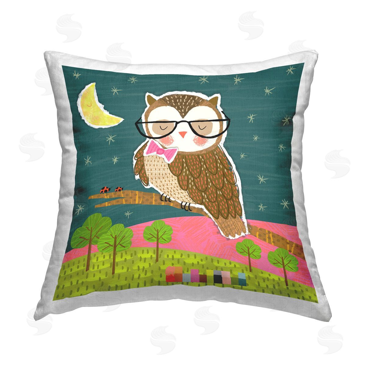 Tina Finn Wise Owl on Branch Printed Plush Polyester Throw Pillow