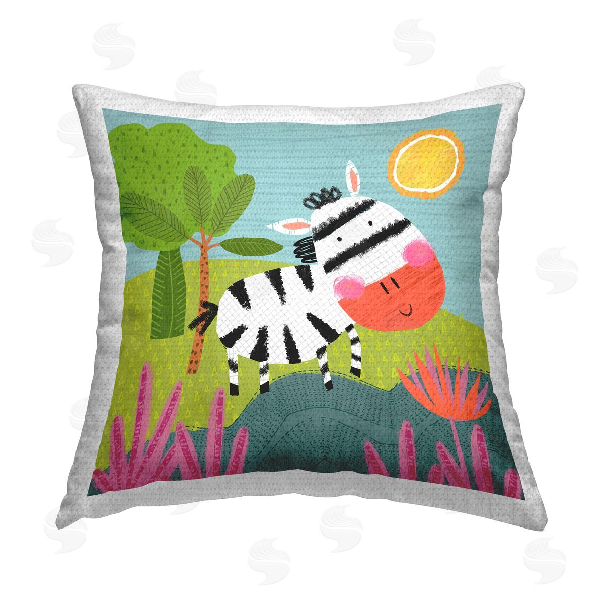 Tina Finn Whimsical Zebra in Nature Outdoor Quick-Dry Polyester Printed Throw Pillow
