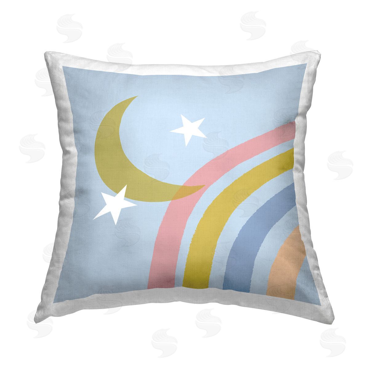 Tina Finn Rainbow And Moon Shape Printed Plush Polyester Throw Pillow