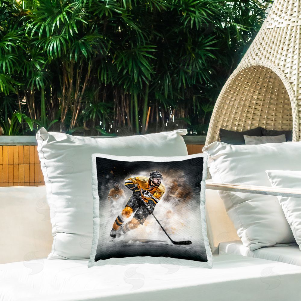 Jim Baldwin Hockey Player Athlete Outdoor Quick-Dry Polyester Printed Throw Pillow in Back Yard