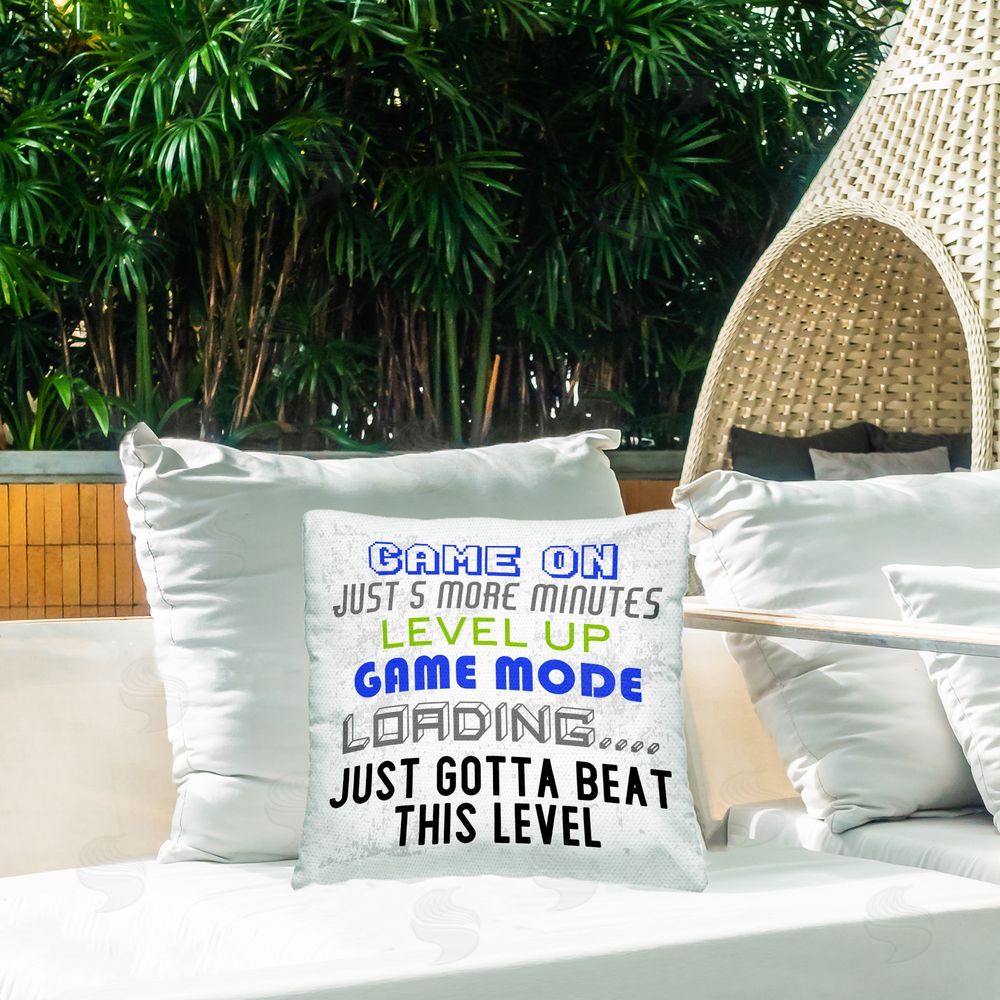 Kim Allen Game Mode Phrases Outdoor Quick-Dry Polyester Printed Throw Pillow in Back Yard