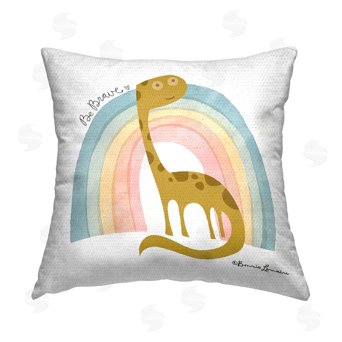 Bonnie Lemaire Be Brave Dino Phrase Outdoor Quick-Dry Polyester Printed Throw Pillow