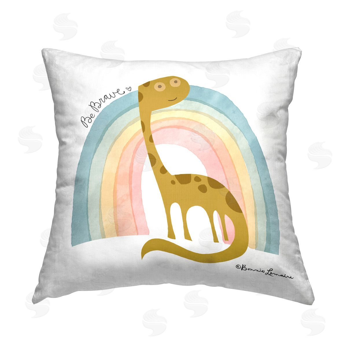 Bonnie Lemaire Be Brave Dino Phrase Printed Plush Polyester Throw Pillow