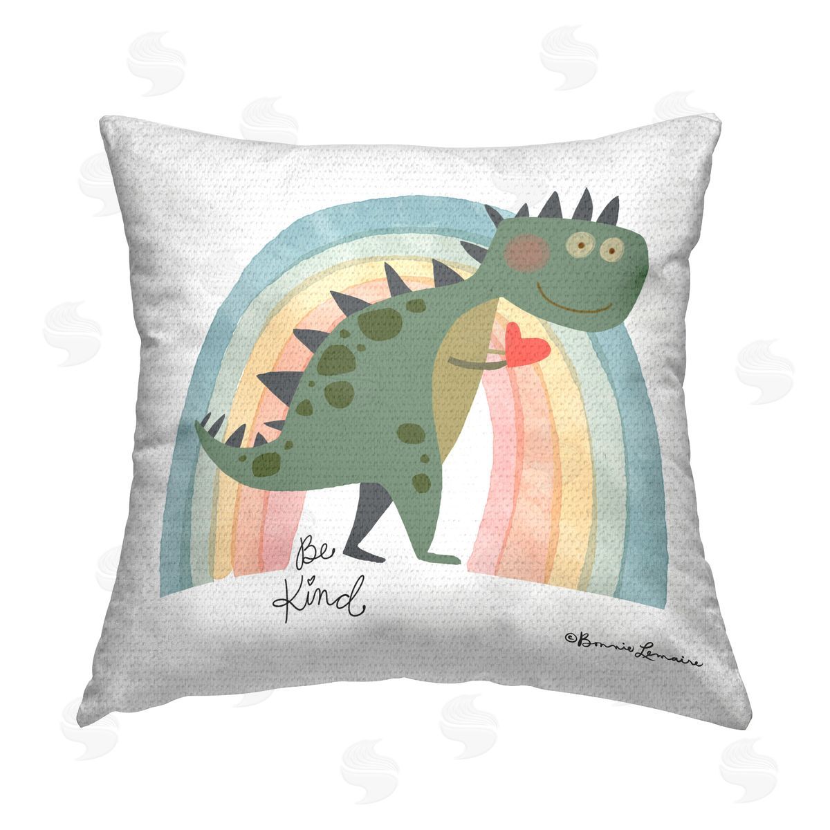 Bonnie Lemaire Be Kind Dino Phrase Outdoor Quick-Dry Polyester Printed Throw Pillow