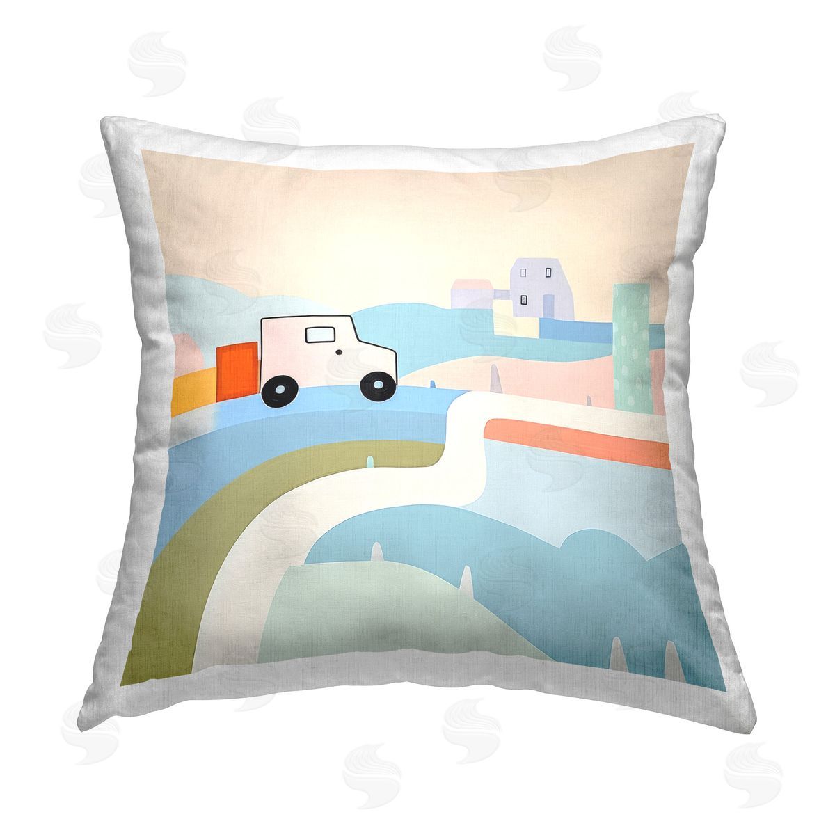 Lazar Studio Imagination On Wheels Printed Plush Polyester Throw Pillow