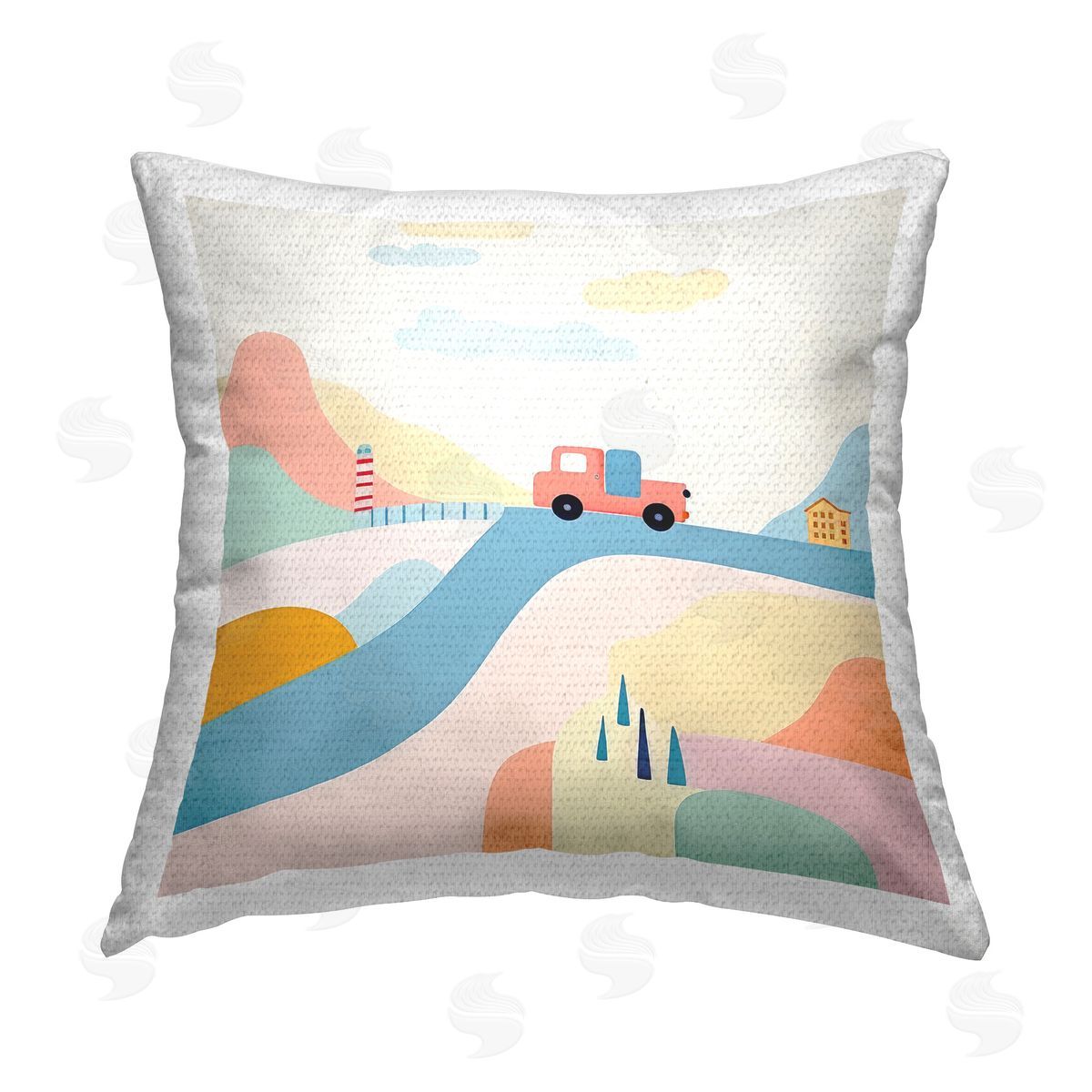 Lazar Studio Pastel Landscape Scene Outdoor Quick-Dry Polyester Printed Throw Pillow