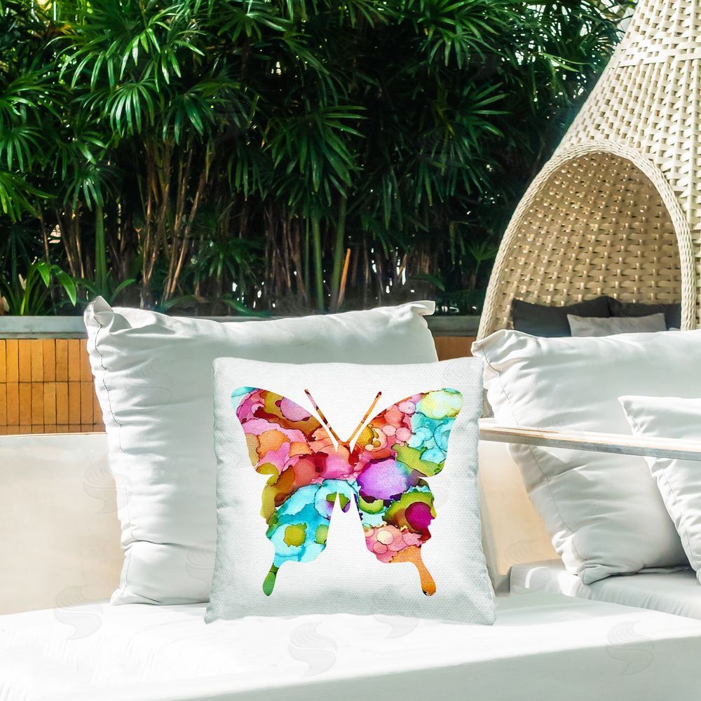 Lisa Nohren Bold Patterned Butterfly Outdoor Quick-Dry Polyester Printed Throw Pillow in Back Yard