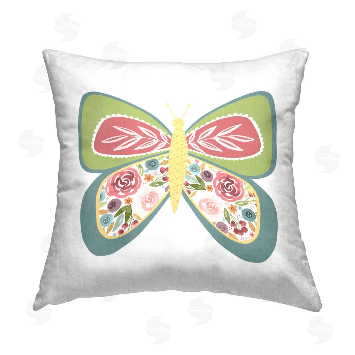 Lisa Nohren Boho Pattern Butterfly Printed Plush Polyester Throw Pillow