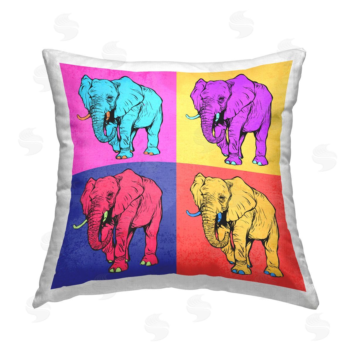 Ziwei Li Bold Pop Elephants Printed Plush Polyester Throw Pillow