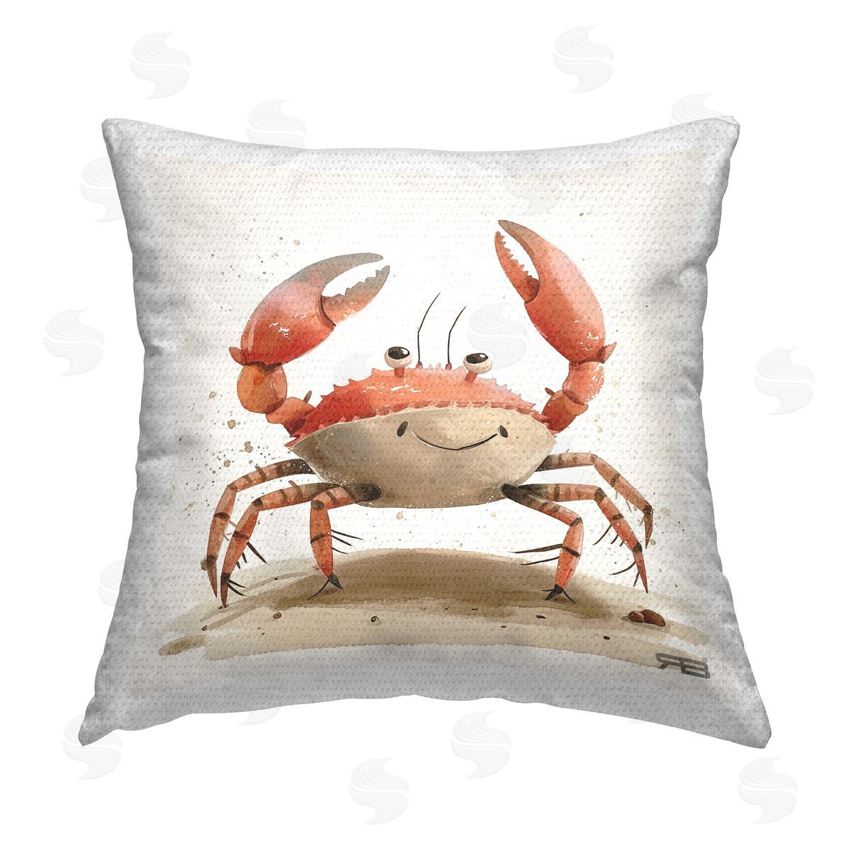 Roozbeh Bahramali Happy Beach Crab Outdoor Quick-Dry Polyester Printed Throw Pillow