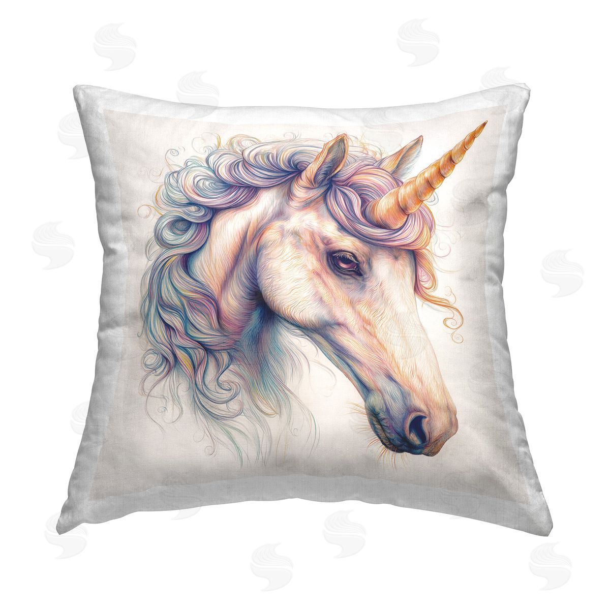 Steve Hunziker Waving Mane Unicorn Printed Plush Polyester Throw Pillow
