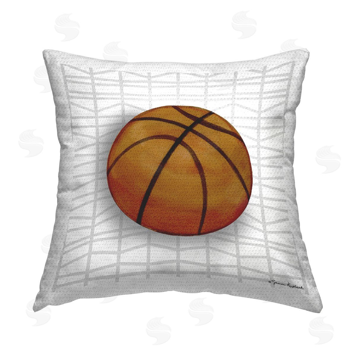 Sharon Kuplack Basketball on Geometric Outdoor Quick-Dry Polyester Printed Throw Pillow