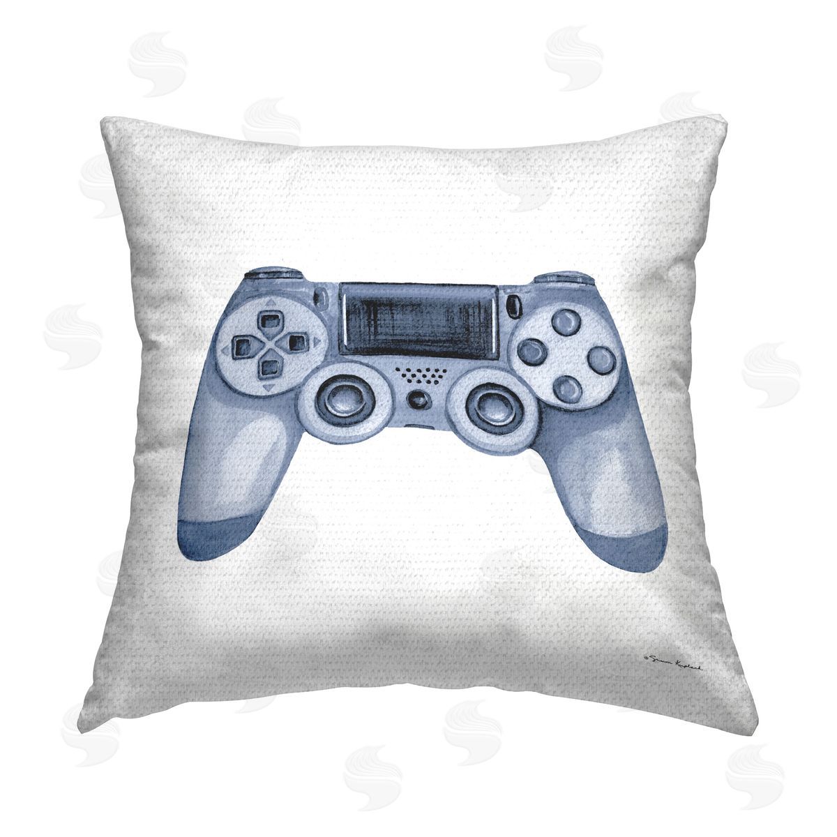 Sharon Kuplack Blue Game Controller Outdoor Quick-Dry Polyester Printed Throw Pillow