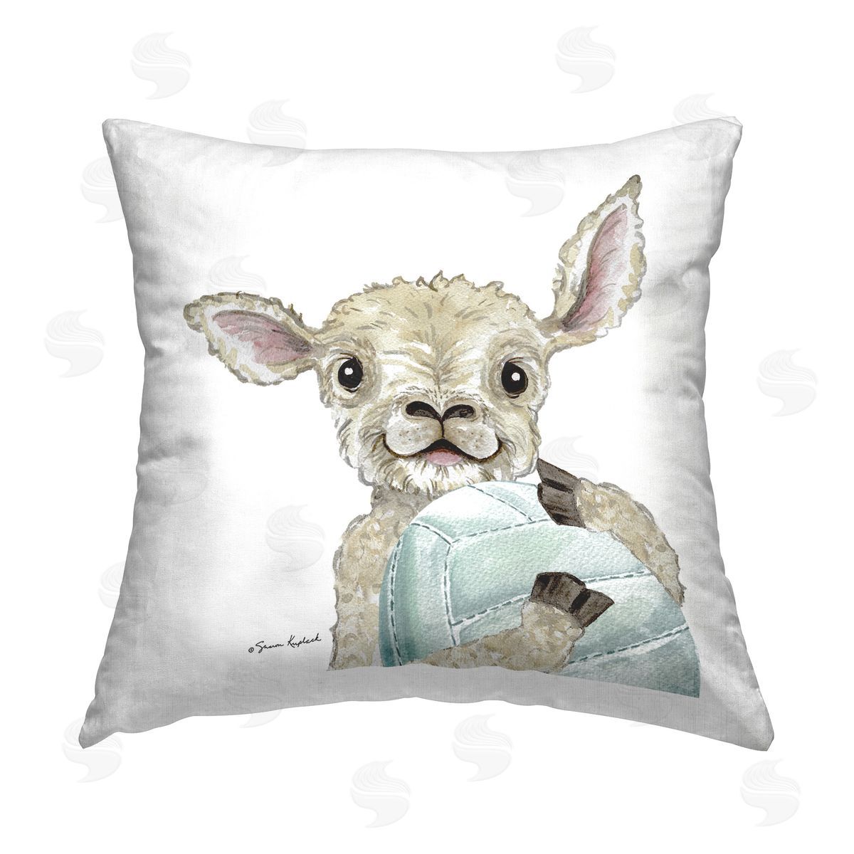 Sharon Kuplack Lamb Playing Volleyball Printed Plush Polyester Throw Pillow