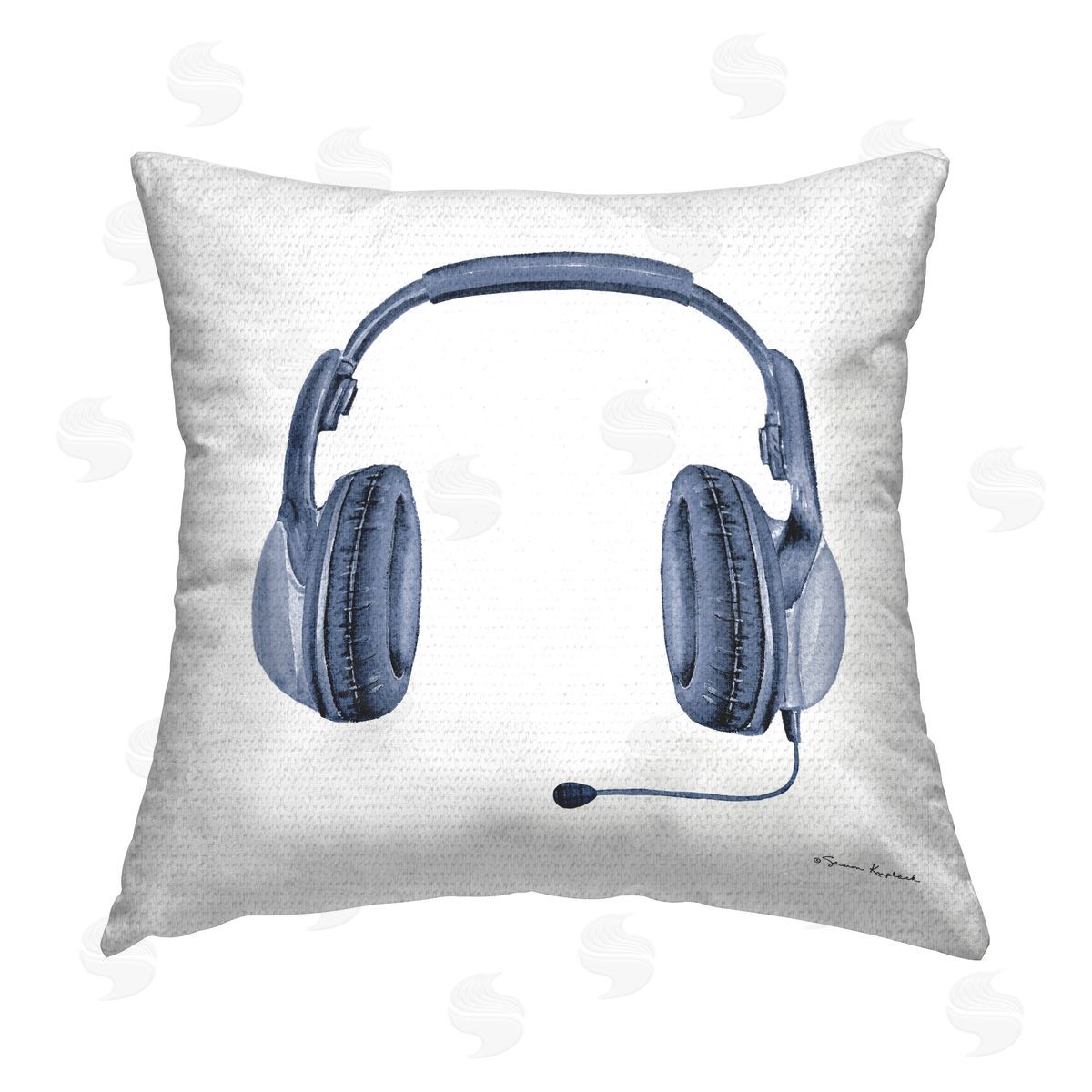 Sharon Kuplack Blue Gaming Headset Outdoor Quick-Dry Polyester Printed Throw Pillow