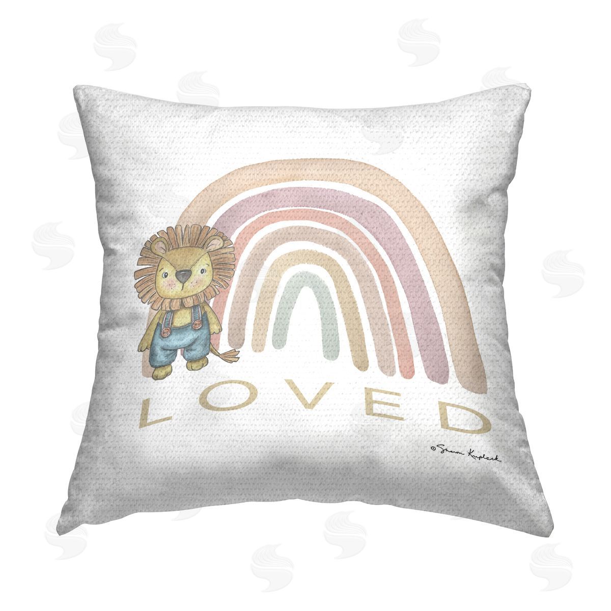 Sharon Kuplack Loved Lion & Rainbow Outdoor Quick-Dry Polyester Printed Throw Pillow