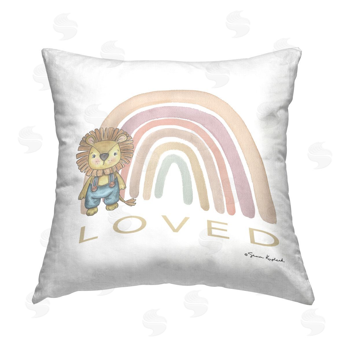 Sharon Kuplack Loved Lion & Rainbow Printed Plush Polyester Throw Pillow