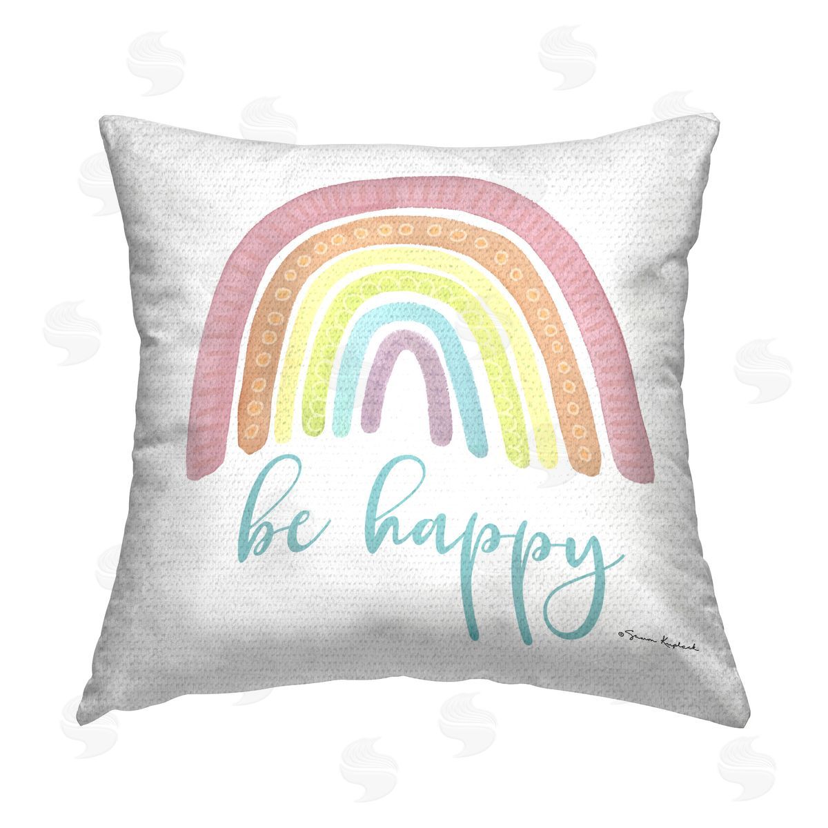 Sharon Kuplack Be Happy Rainbow Outdoor Quick-Dry Polyester Printed Throw Pillow