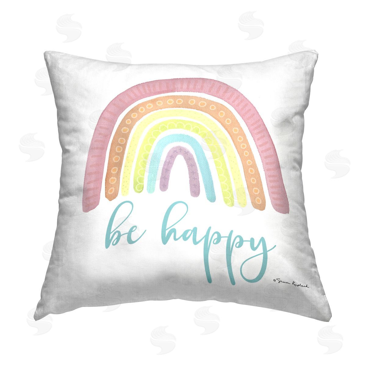 Sharon Kuplack Be Happy Rainbow Printed Plush Polyester Throw Pillow