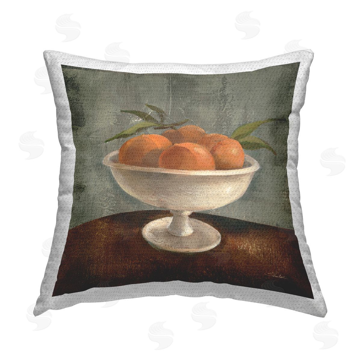 Silvia Vassileva Peaches Still Life Outdoor Quick-Dry Polyester Printed Throw Pillow