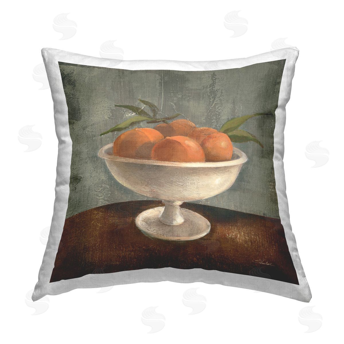 Silvia Vassileva Peaches Still Life Printed Plush Polyester Throw Pillow