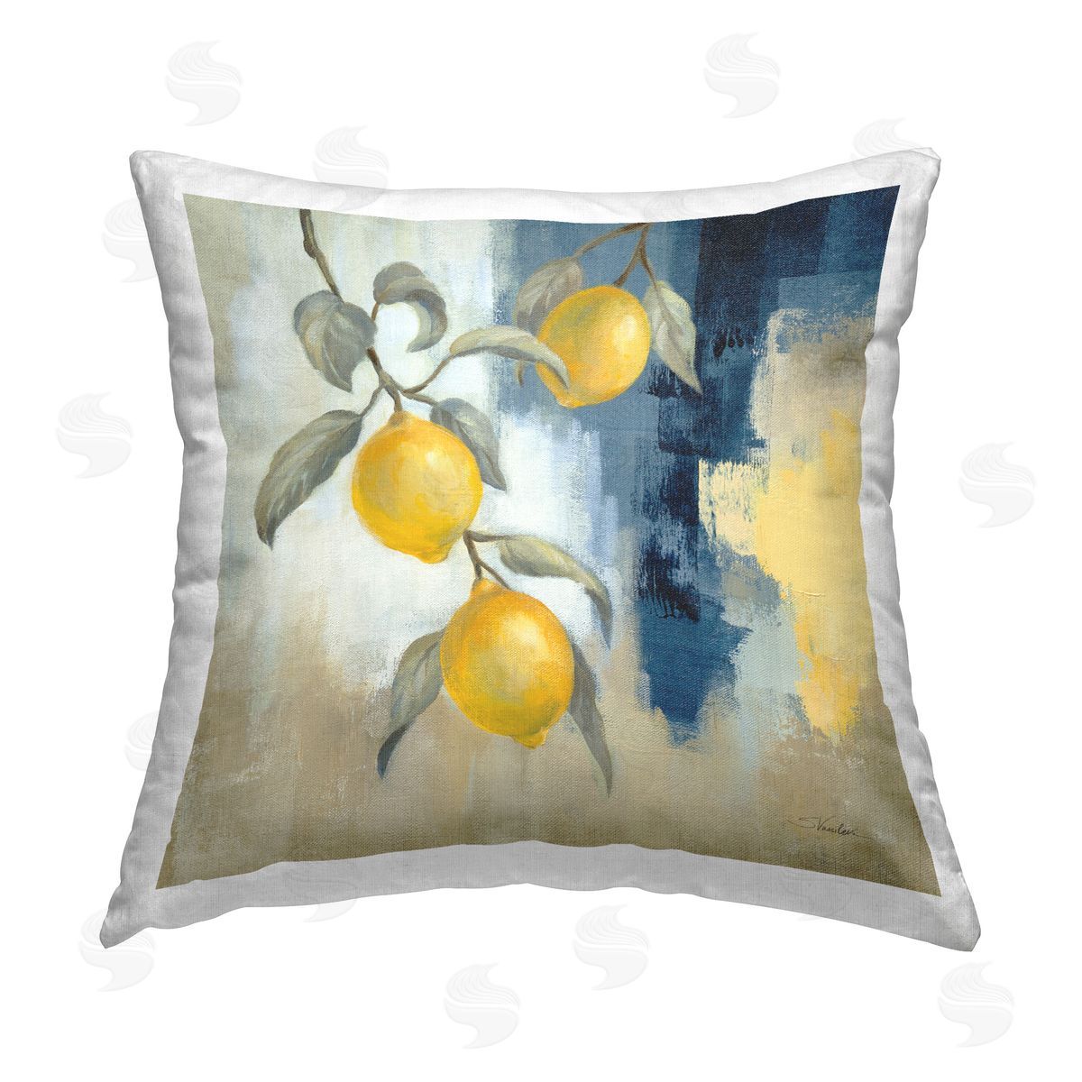 Silvia Vassileva Lemons From South Printed Plush Polyester Throw Pillow