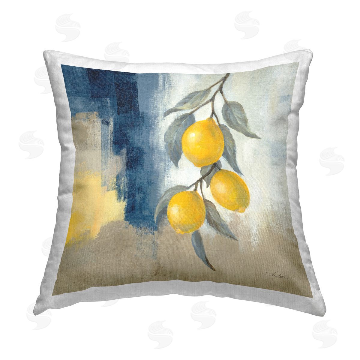 Silvia Vassileva Kitchen Lemons Hanging Printed Plush Polyester Throw Pillow