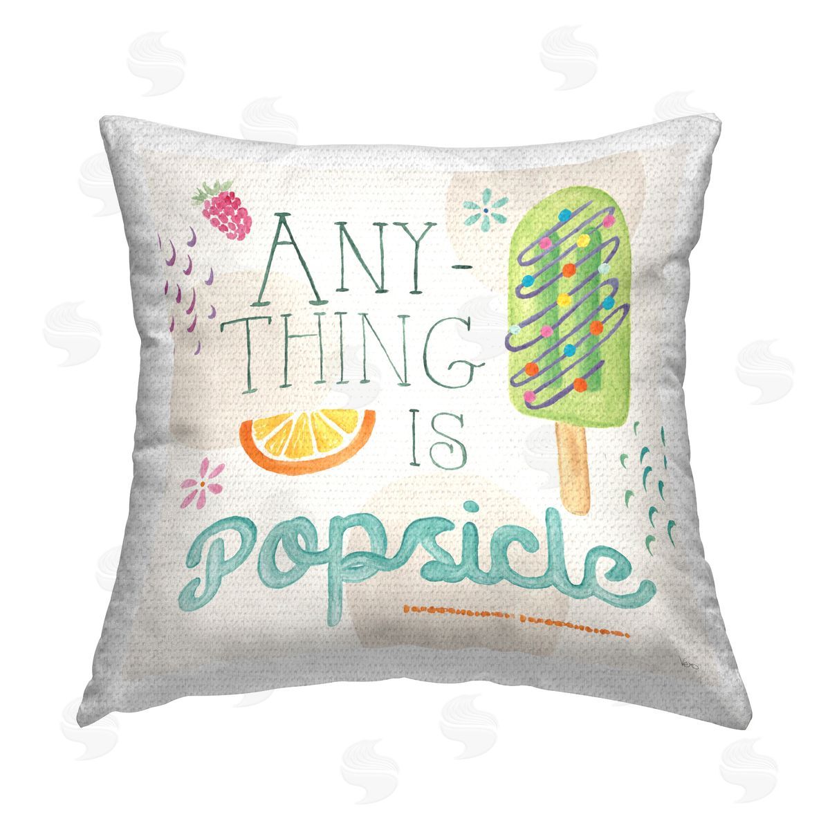 Veronique Charron Anything Is Popsicle Outdoor Quick-Dry Polyester Printed Throw Pillow