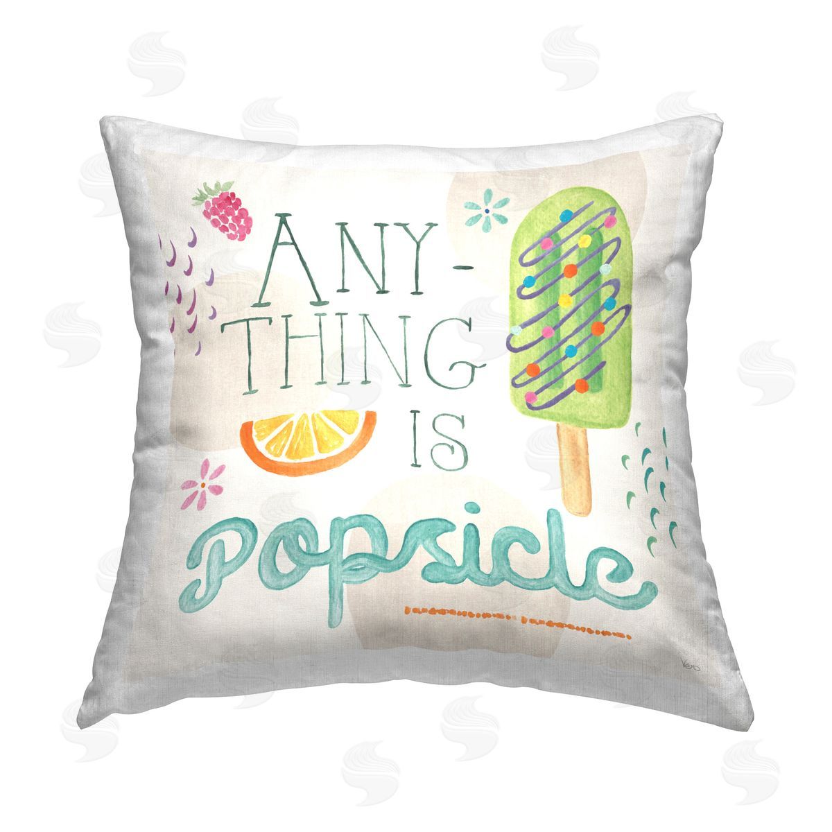 Veronique Charron Anything Is Popsicle Printed Plush Polyester Throw Pillow