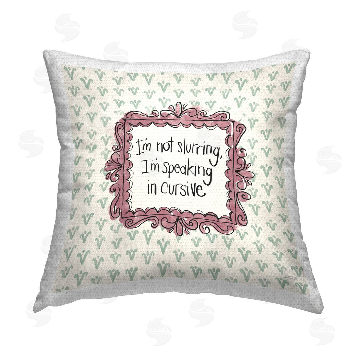 Anne Tavoletti Speaking In Cursive Outdoor Quick-Dry Polyester Printed Throw Pillow
