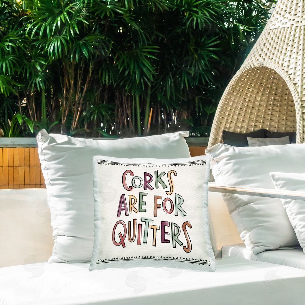 Anne Tavoletti Corks For Quitters Outdoor Quick-Dry Polyester Printed Throw Pillow in Back Yard