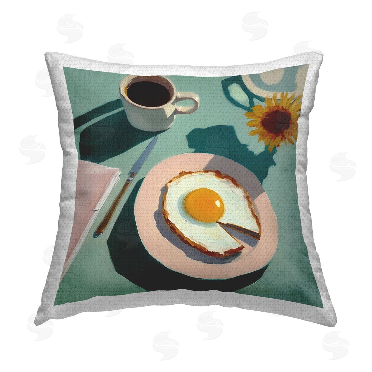 Walker Noble Breakfast Table Layout Outdoor Quick-Dry Polyester Printed Throw Pillow