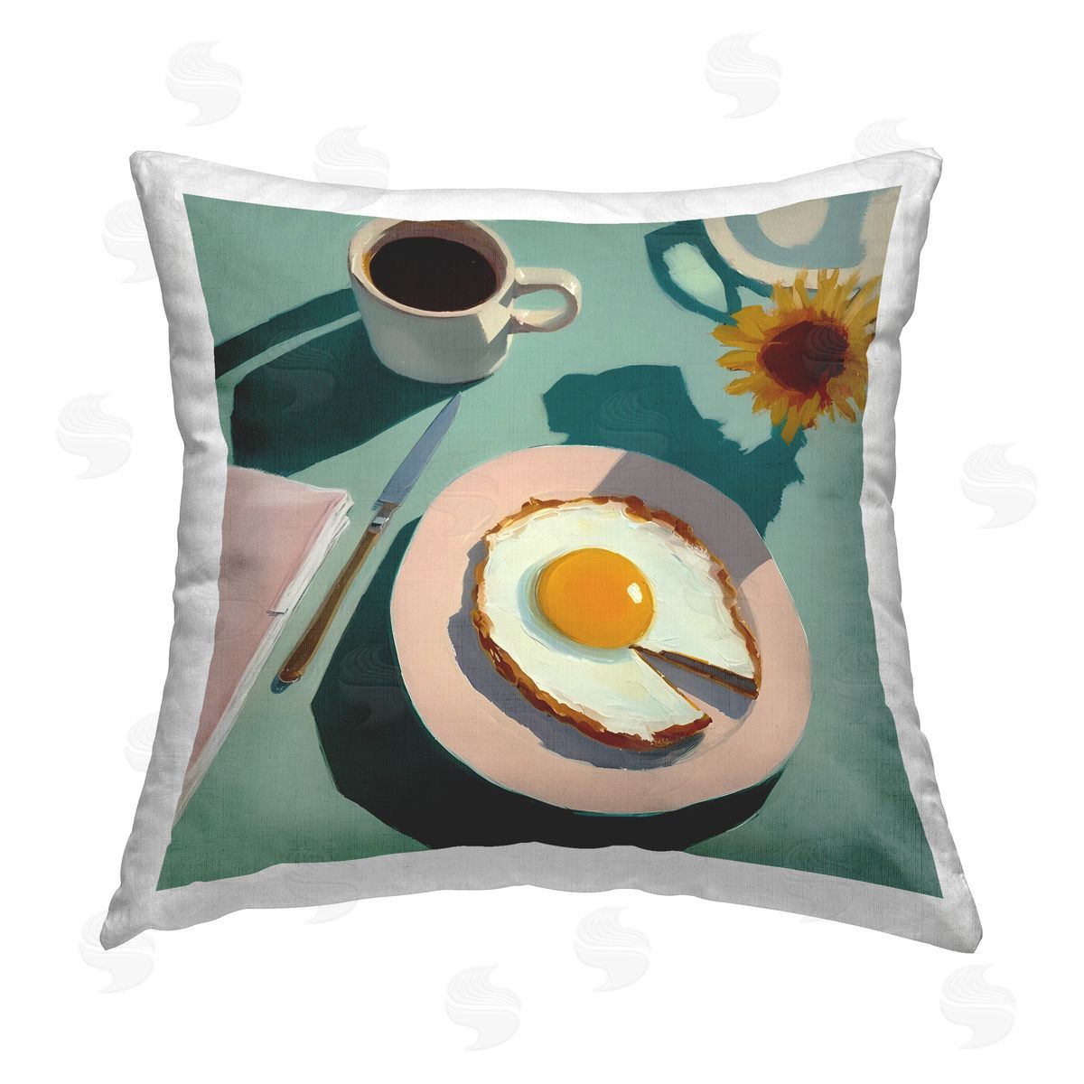 Walker Noble Breakfast Table Layout Printed Plush Polyester Throw Pillow