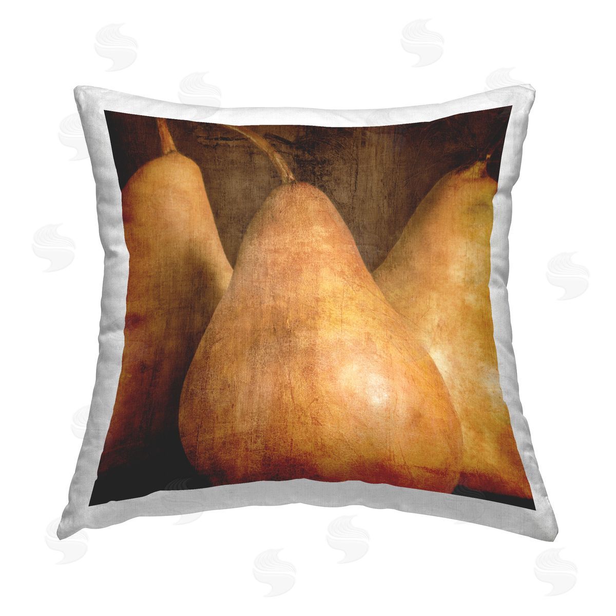 Caroline Kelly Rustic Vintage Pears Printed Plush Polyester Throw Pillow