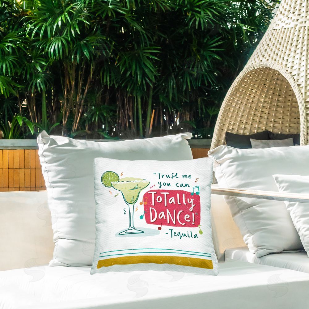 Courtney Morgenstern Funny Tequila Phrase Outdoor Quick-Dry Polyester Printed Throw Pillow in Back Yard