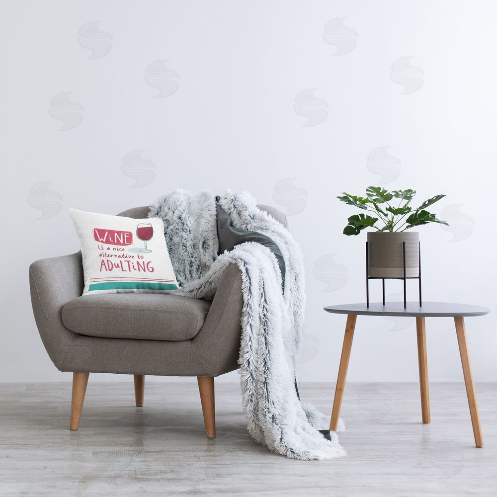 Courtney Morgenstern Funny Wine Phrase Printed Plush Polyester Throw Pillow On Chair