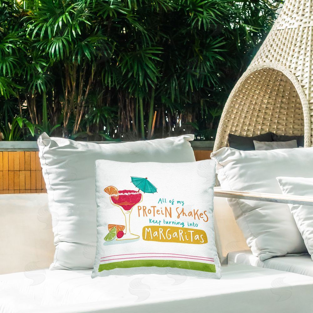 Courtney Morgenstern Funny Margarita Phrase Outdoor Quick-Dry Polyester Printed Throw Pillow in Back Yard