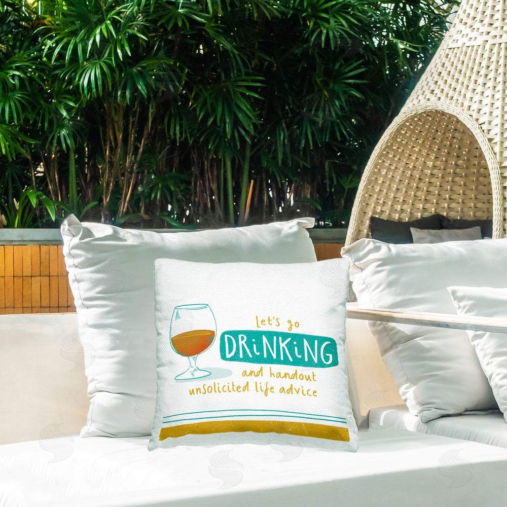 Courtney Morgenstern Unsolicited Life Advice Outdoor Quick-Dry Polyester Printed Throw Pillow in Back Yard