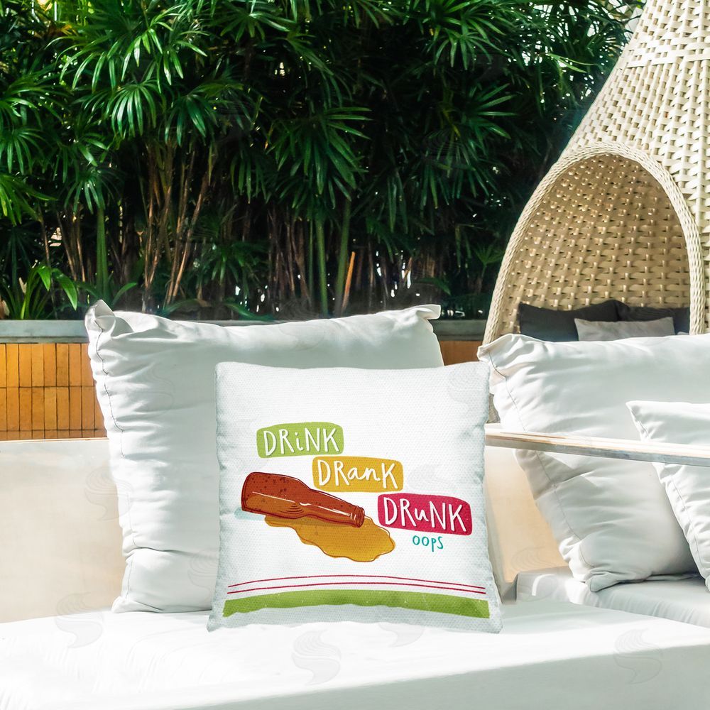 Courtney Morgenstern Drink Drank Drunk Outdoor Quick-Dry Polyester Printed Throw Pillow in Back Yard