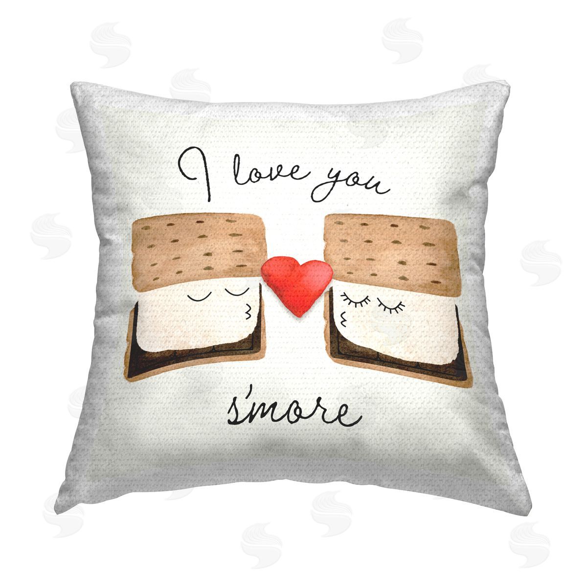 Corinne Rose Designs Love You S'more Outdoor Quick-Dry Polyester Printed Throw Pillow