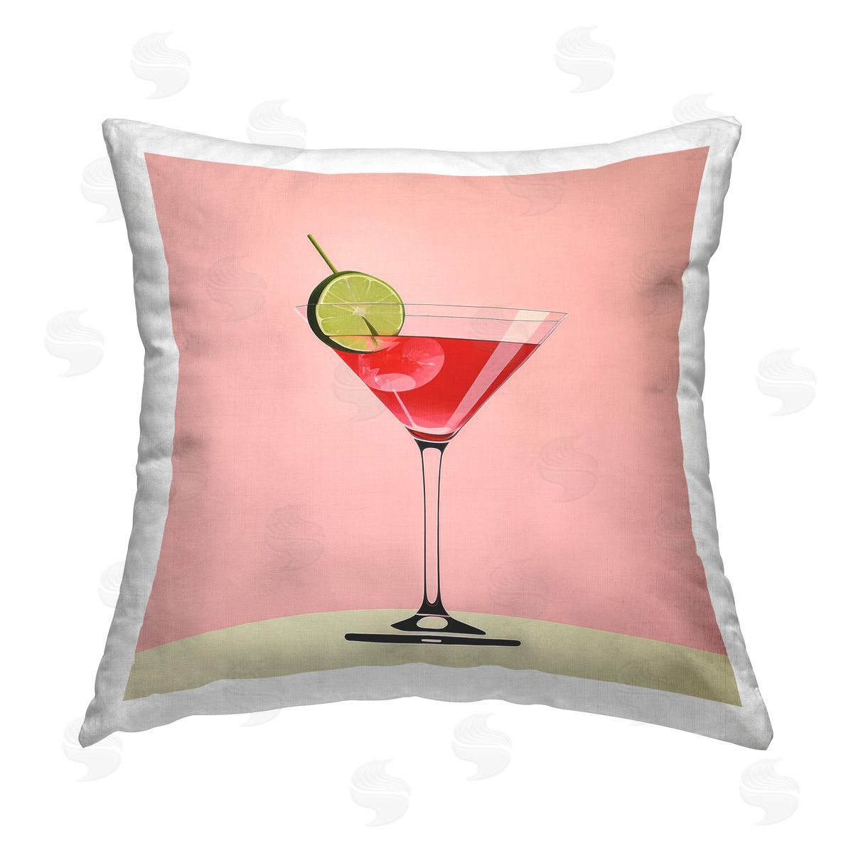 Irena Orlov Red Martini Cocktail Printed Plush Polyester Throw Pillow