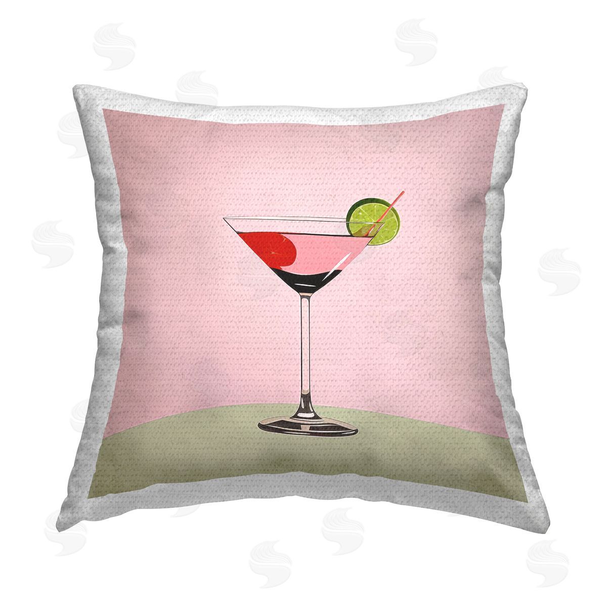 Irena Orlov Pink & Red Cocktail Outdoor Quick-Dry Polyester Printed Throw Pillow