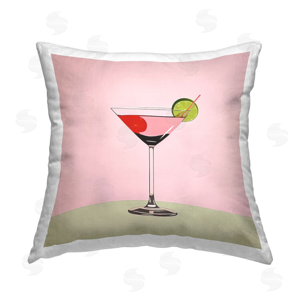 Irena Orlov Pink & Red Cocktail Printed Plush Polyester Throw Pillow